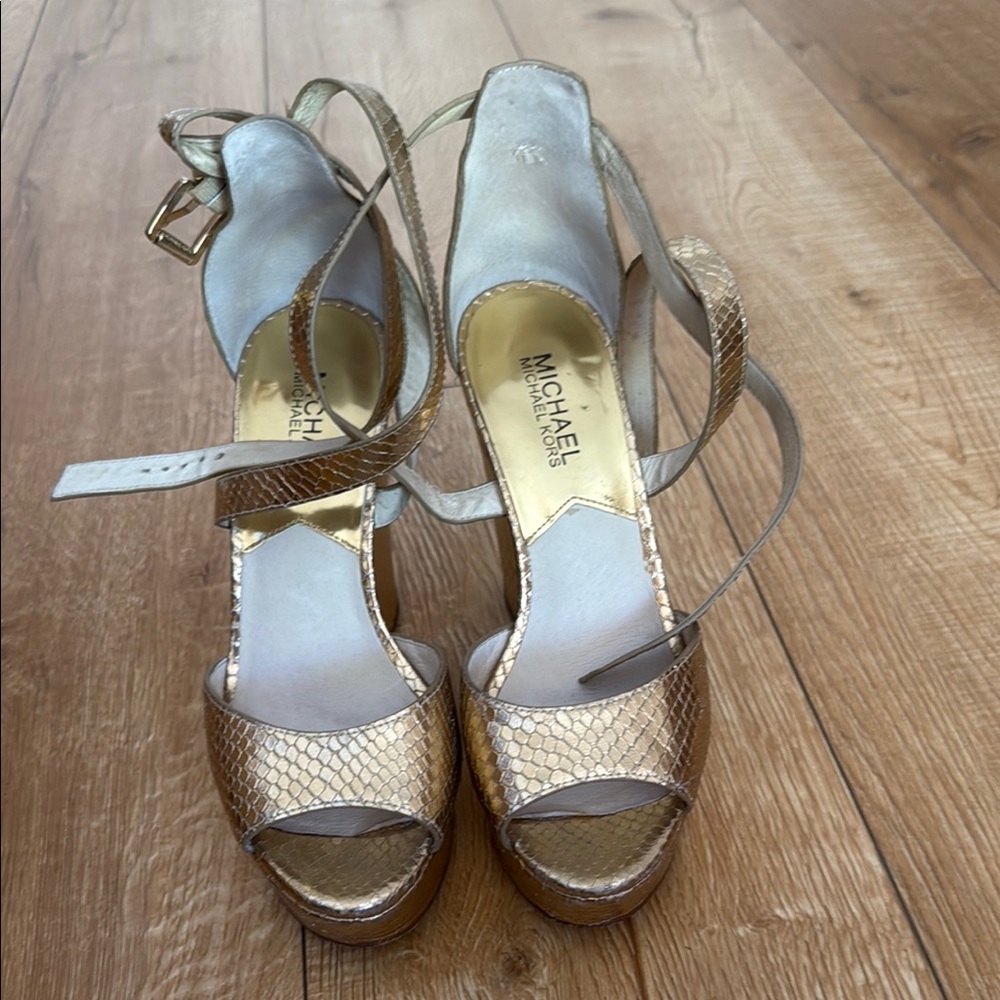 Michael Kors Metallic Gold Wedge Heels